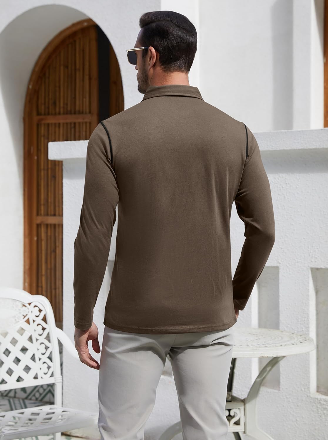 EDITCOZY Long Sleeve Polo Shirts for Men with Pocket Casual Cotton Button Down Collared Golf Shirts - Image 2