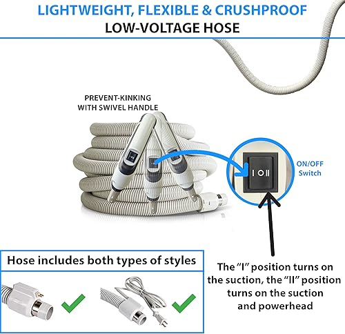 Miniatura 5 de Prolux CV12000 Aspiradora central negra cargada con herramientas y manguera, potente aspiradora eléctrica con motor de 2 etapas, aspiradora de pared