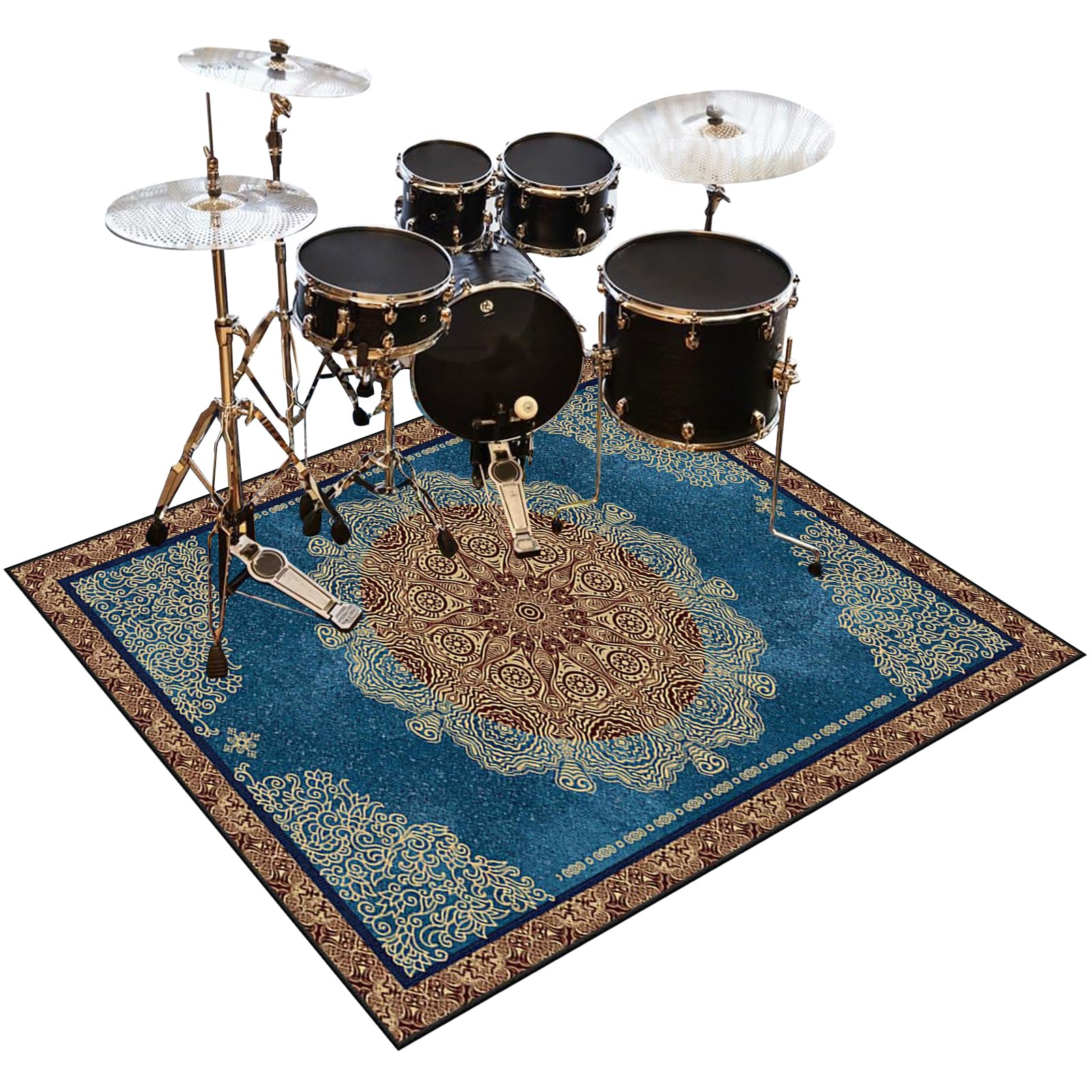 Schlagzeugteppich 160 x 140 cm - Professioneller Drum Teppich Schallschutz Antivibrationsmatten für Musikinstrumente Akustik Trommelteppich
