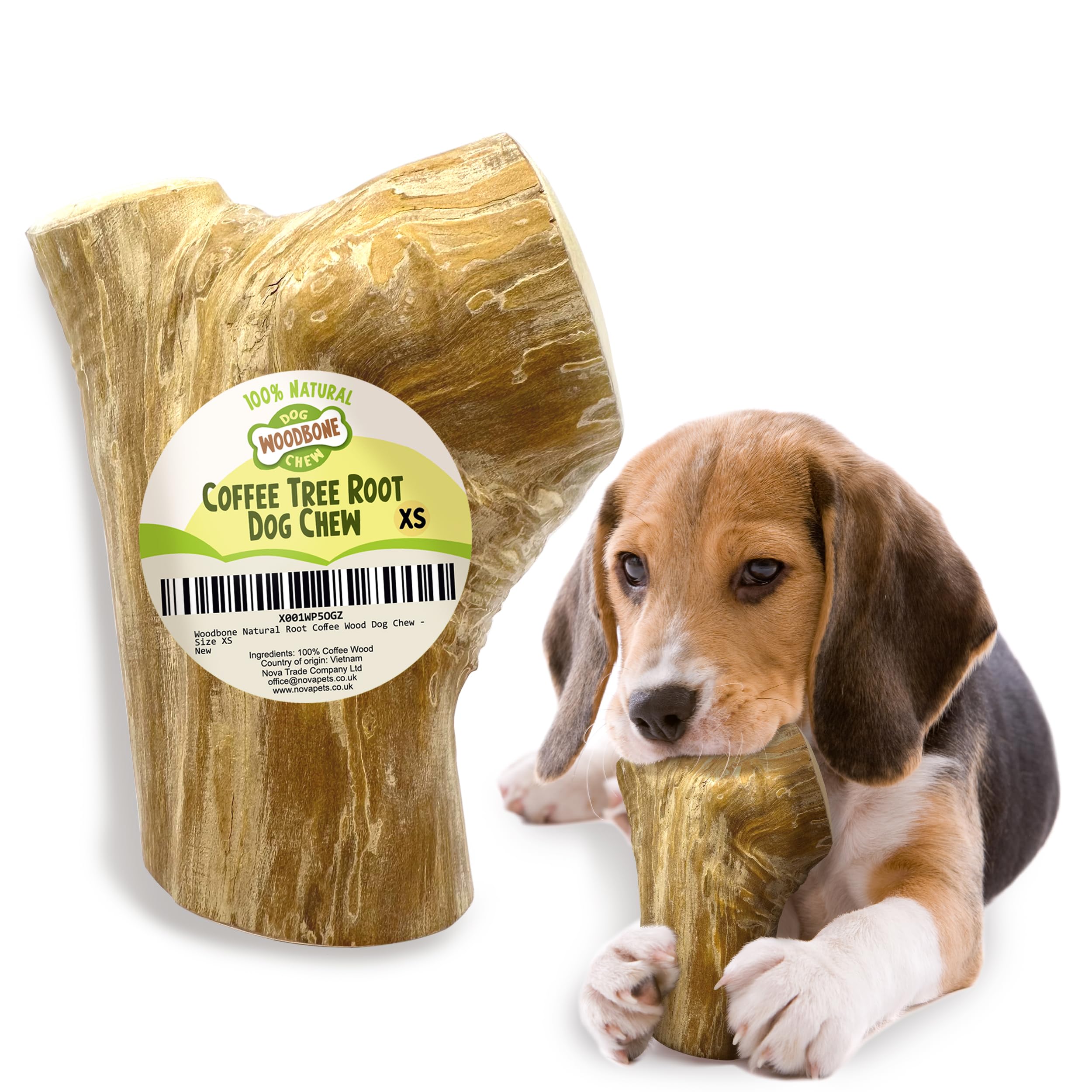 Woodbone Coffee Tree Root Dog Chew for Puppies - Natural Wood Puppy Teething Chewing Toy - Size XS