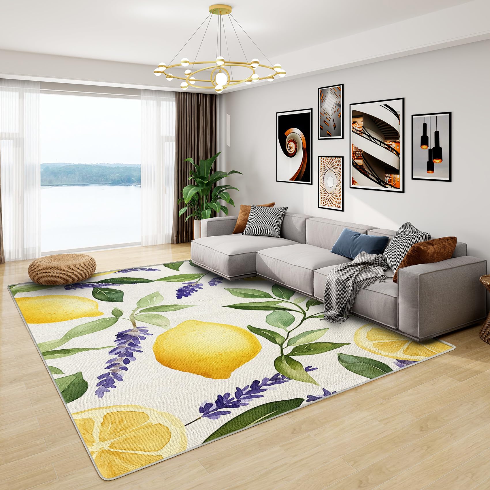 Lemon Decorations - Spring Summer Rug, Cute Fruit Rugs for Living Room Bedroom, Washable Non Slip Soft Small Carpet, Patterned Area Rugs & Home Decor 50x80 cm