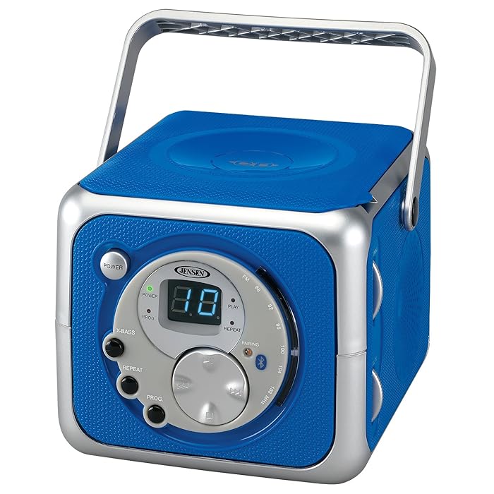 Buy Jensen CD555 Blue CD Bluetooth Boombox Portable Bluetooth Music