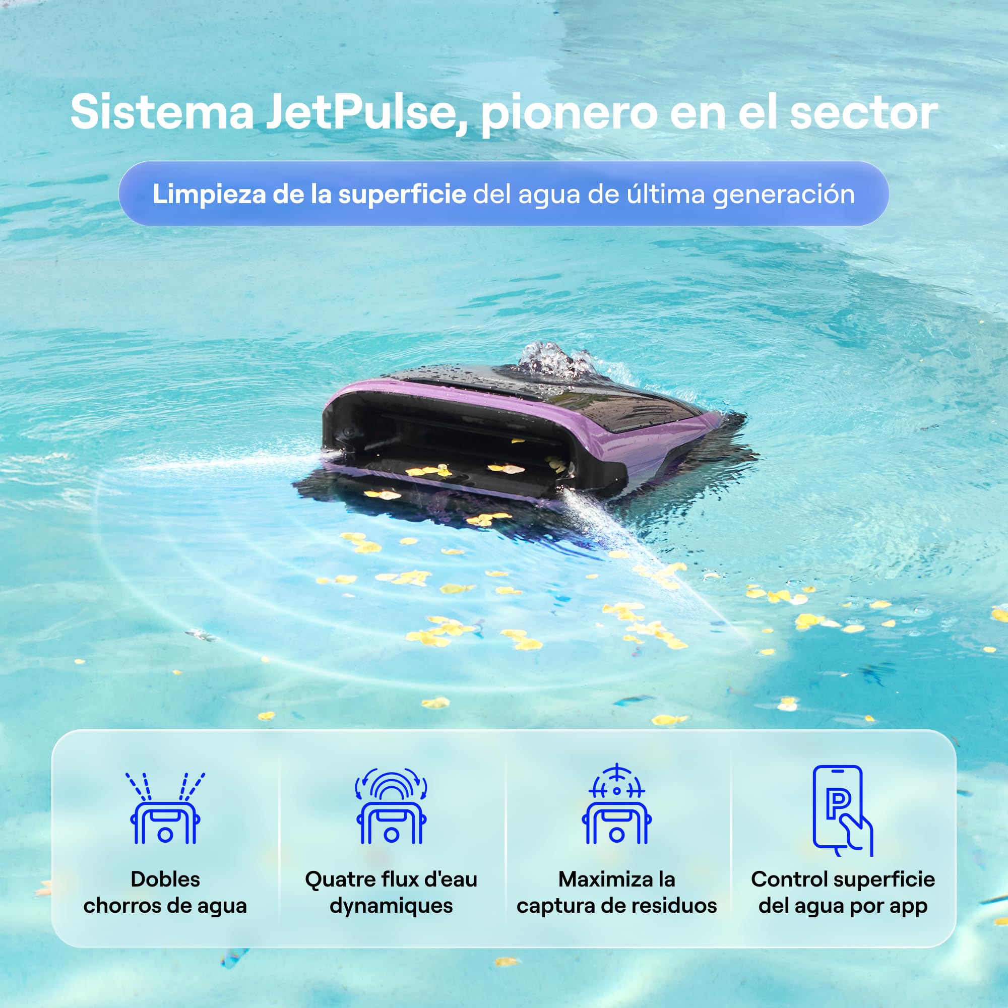 Beatbot Sora 70 Robot Piscina limpiafondos y Paredes, Glicina | Paredes, Plataformas y línea flotación,superficie,Aparcamiento en Superficie,App,para Piscinas elevadas y enterradas
