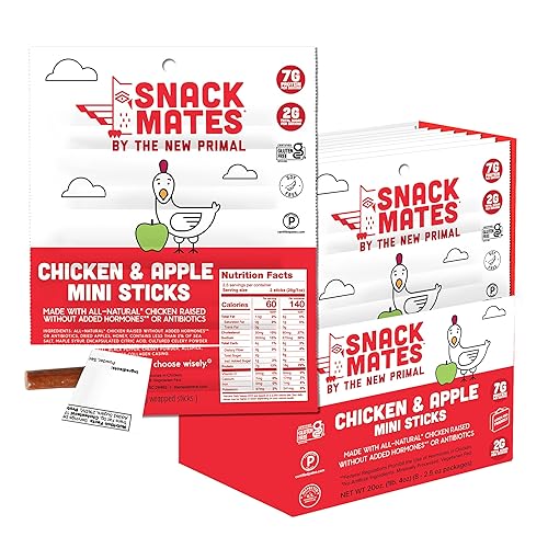 Miniatura 10 de The New Primal Snack Mates - Palitos de pollo y manzana, aperitivos saludables sin gluten para niños, aperitivos bajos en azúcar y alto en proteínas
