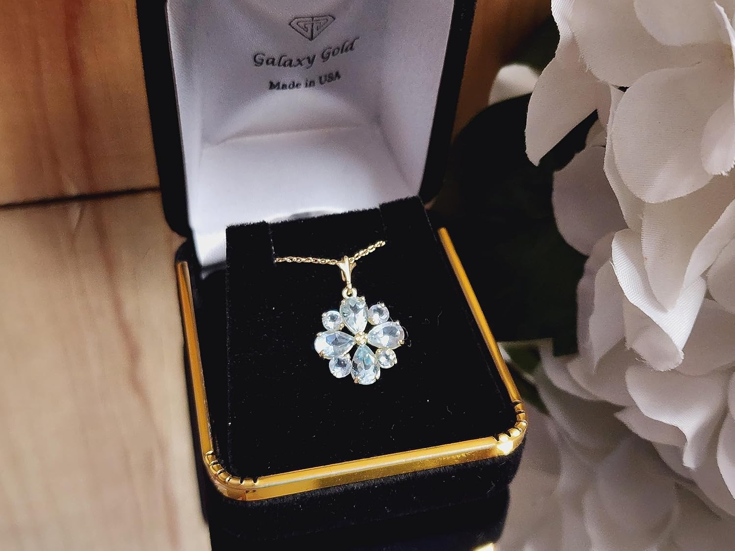 Galaxy Gold GG 2.43 Carat 14k Solid Gold Necklace with Natural Aquamarine Pendant - Image 8