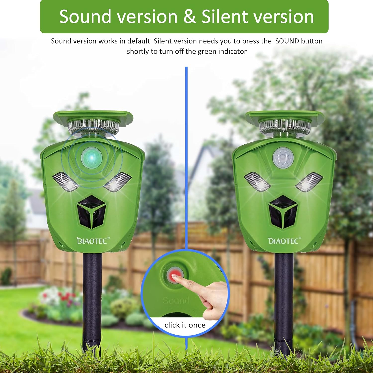 Diaotec 360° Solar Powered Ultrasonic Animal Repellent Dog Repeller Cat Deterrent Get Rid of Deer Rabbit Squirrel Waterproof : Garden & Outdoor