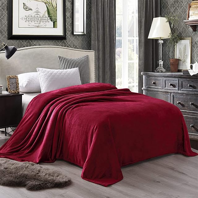Exclusivo Mezcla King Size Blanket(230 x 265 CM, Burgundy), Flannel Fleece Bed Blanket as Bedspread/Coverlet/Bed Sheet/Bed Cover- Soft, Lightweight and Cozy