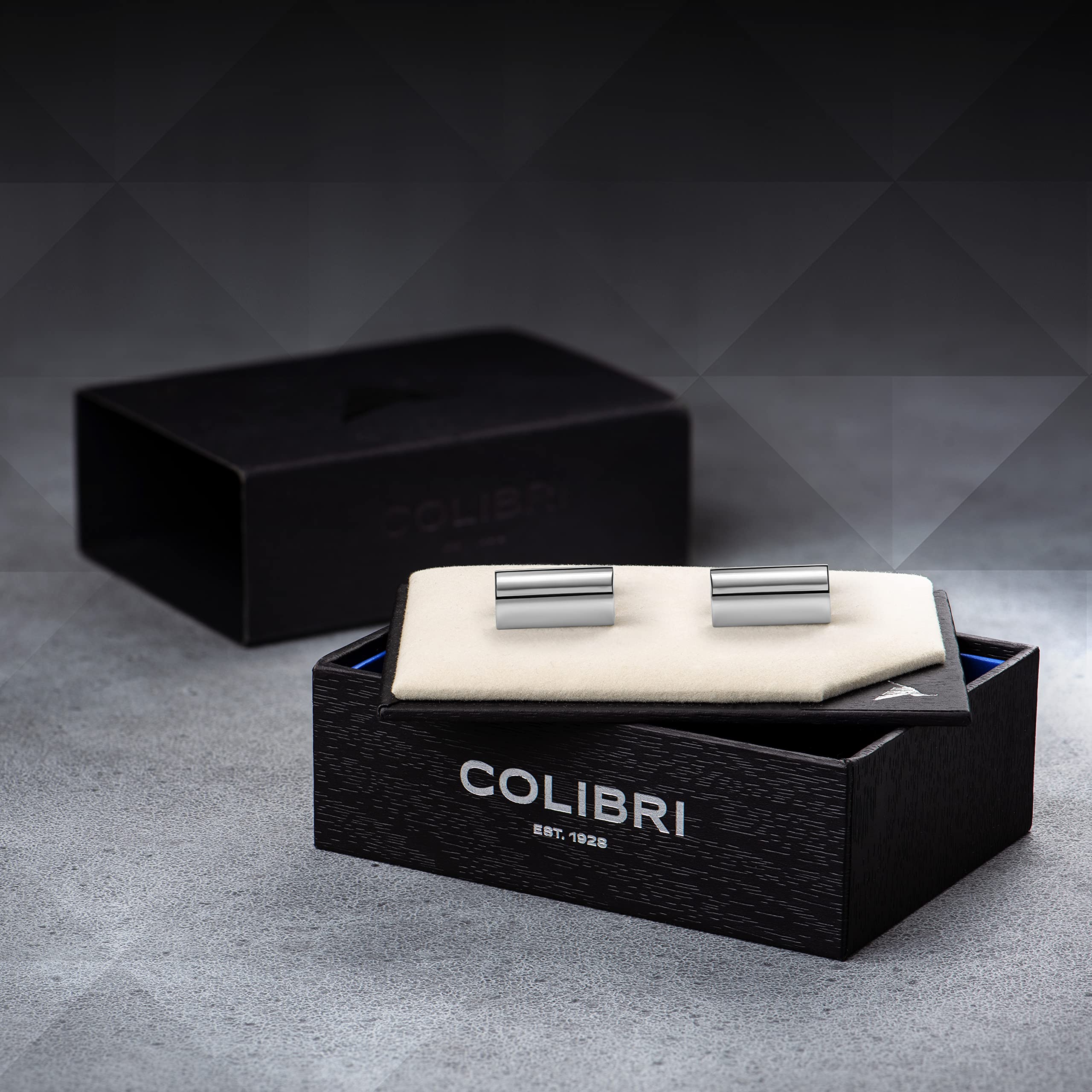 Boutons De Manchette Colibri Polaris Pour Homme - Acier Poli/Satiné/bronze à canon - Boutons De Manchette Design Avec Fermeture Arrière Pivotante - Coffret Cadeau