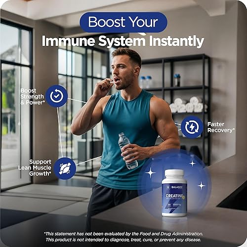 Miniatura 3 de Balancebreens Monohidrato de creatina, 3000 mg por porción, 120 cápsulas, sin OMG, probado en laboratorio, certificado GMP, fabricado en Estados