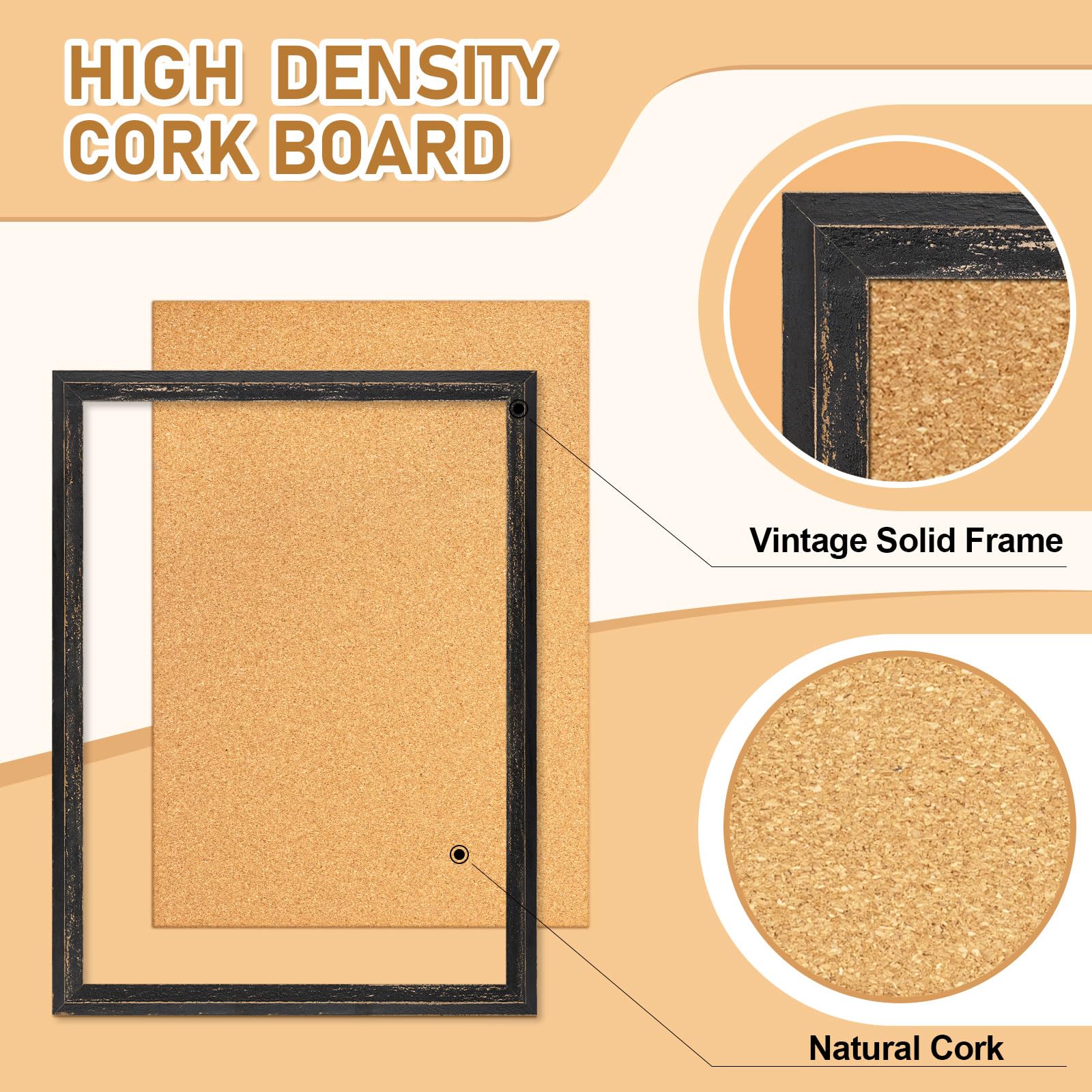 DOLLAR BOSS Korktafel 61 X 45,7 Cm – Pinnwand Mit Rustikalem Holzrahmen, Weiß, Für Büro & Zuhause