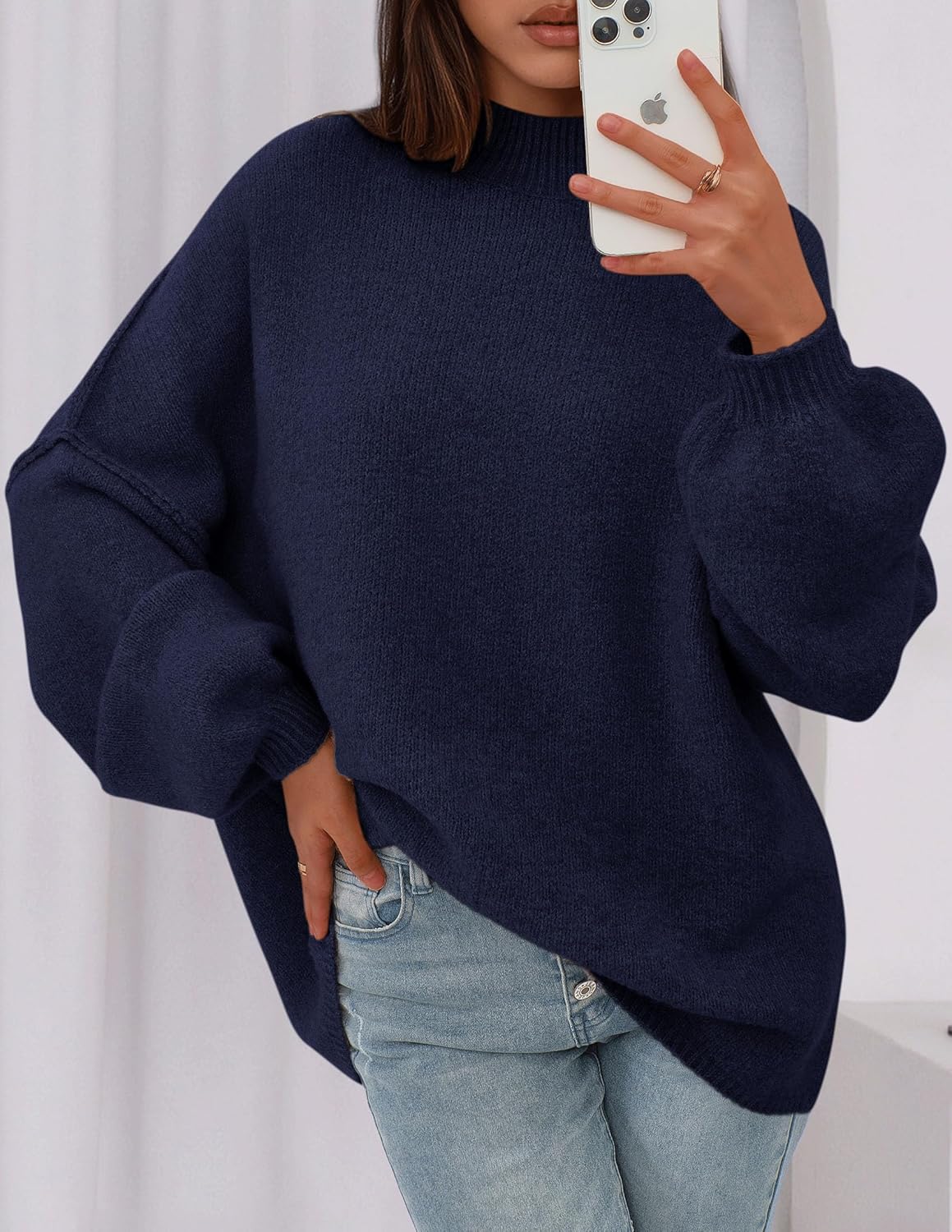 PRETTYGARDEN Women's 2026 Fall Oversized Sweaters Chunky Knit Mock Neck Long Sleeve Casual Trendy Pullover Winter Clothes - Image 5