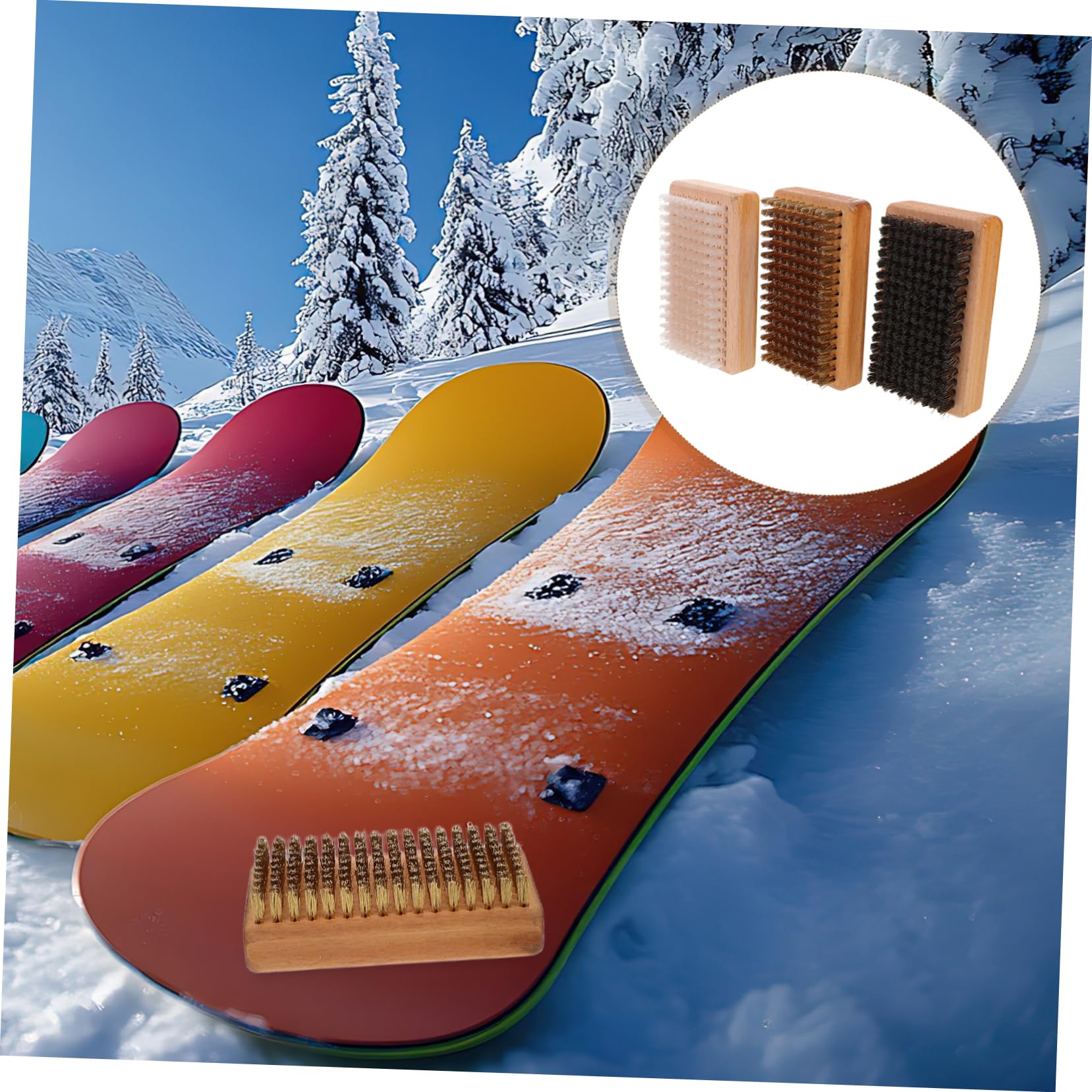 INOOMP 3pezzi Spazzola per Sci da Raschietto per Cera da Snowboard Attrezzo per Pulizia e Lucidatura Manuale degli Sci di Accessori per Snowboard