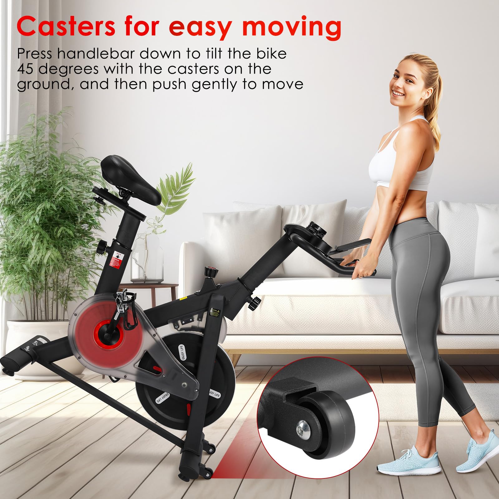 LIFERUN Heimtrainer Fahrrad Magnetwiderstand, Leise Spinning Bike Indoor mit Pulsmessung, LCD-Monitor, einstellbare Sitze, Tablet-Halter, Stationäres Bike Hometrainer für Kardiotraining Zuhause