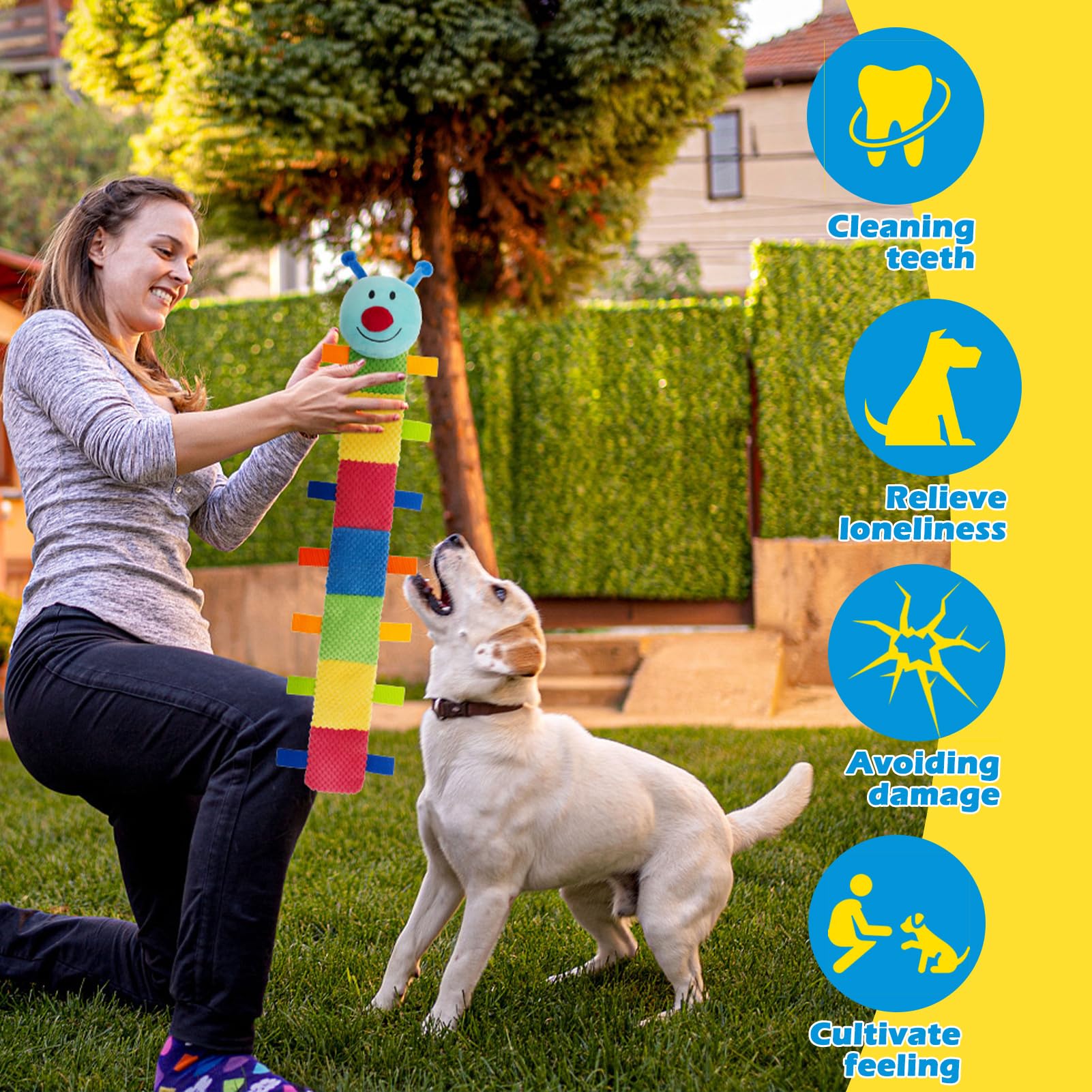 PAWCHIE Juguetes chirriantes para perros, juguete de peluche sin relleno para perros, juguetes masticables con papel arrugado para dentición y masticación, juguetes duraderos y resistentes para perros
