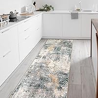 Vista 18 de Morebes Alfombra Moderna Abstracta para Pasillo, 2 x 7 Gris Alfombra de Pasillo Antideslizante para Cocina, Alfombra Lavable para Interiores