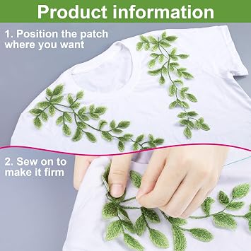 OIIKI 1 Pairs 3D Lace Forest Leaves Vine Patches Decoration, Green Sewing Embroidery Leaf Pattern Appliques, Bohemian Shoulder Collar Embellishment Costume Crafts Trims -2PCS