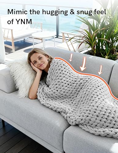 Miniatura 4 de YnM Manta Decorativa Gruesa, Tejida a Mano con Hilo Chenille, Amigable con la Piel, Ventilada y Transpirable, Lavable a Máquina, Pieza Decorativa