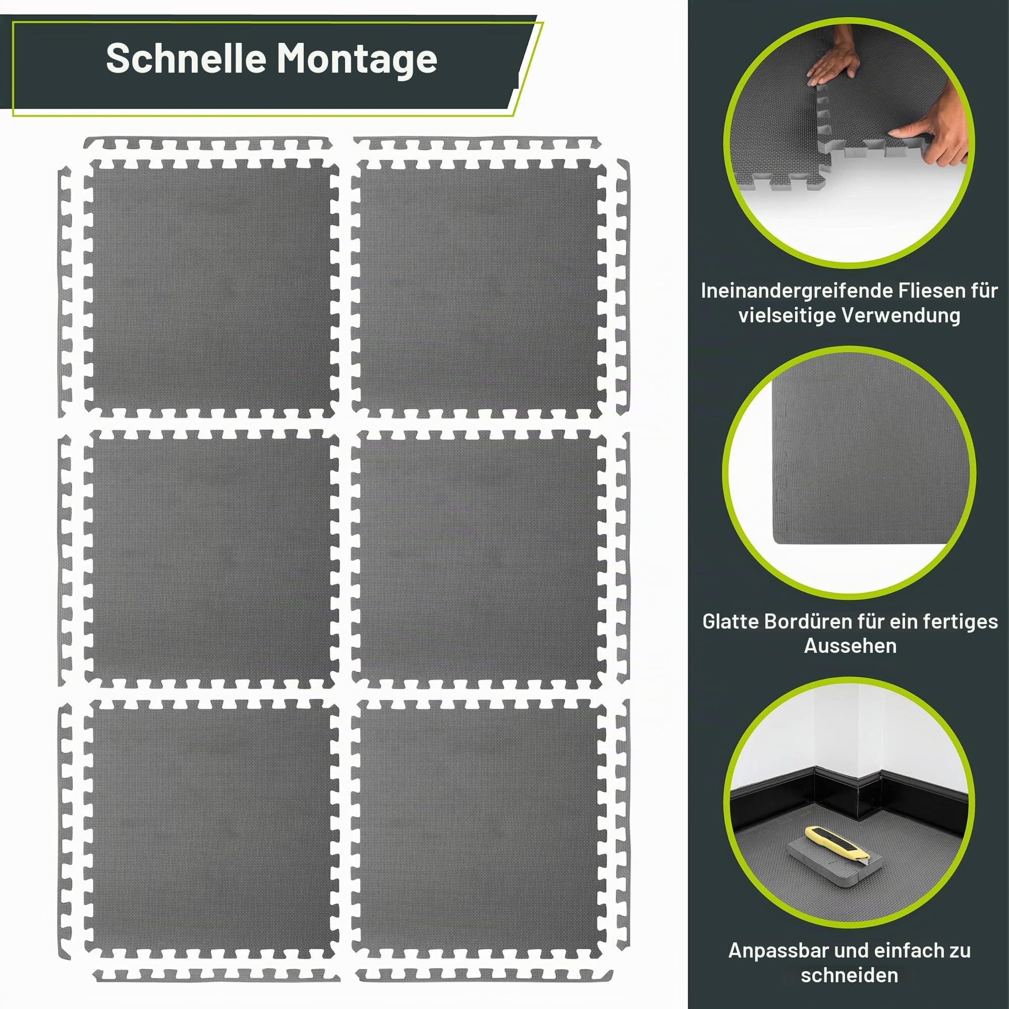 ProsourceFit extra Dicke Puzzle-Übungsmatte, Eva-Schaumstoff, ineinandergreifende Fliesen für schützende, gepolsterter Workout-Bodenbelag für Heim- und Fitnessgeräte