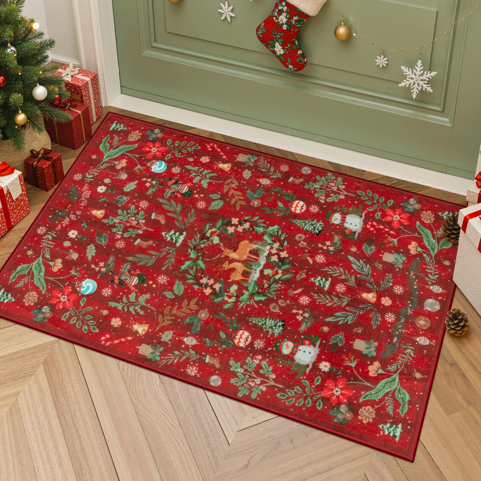 Amazon.com: Lahome Christmas 2x3 Entryway Rug, Small Christmas