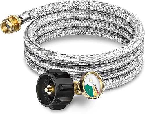 PatioGem Pros - Adaptador de manguera de propano de 6 pies de 1 libra a 20 libras, adaptador de tanque de propano de 1 libra a 20 libras, adaptador