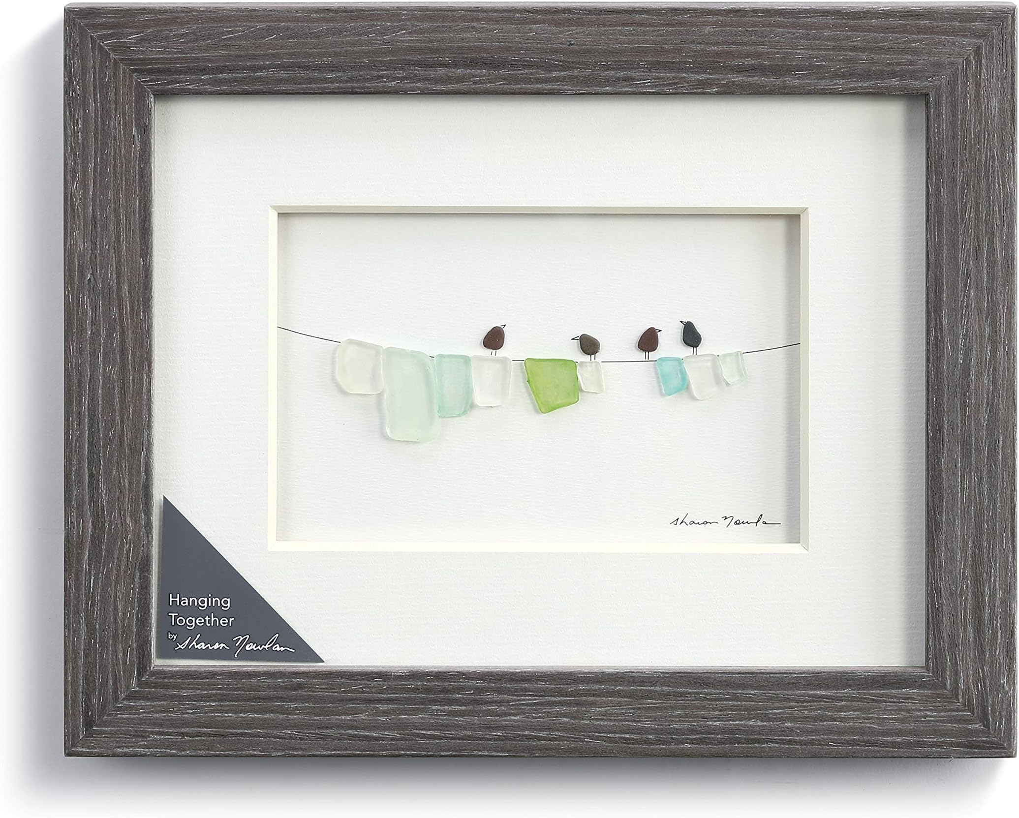 DEMDACO Sharon Nowlan Hanging Together Classic White 10 x 8 Glass Pebble and Wood Framed Wall Art