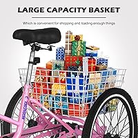 Vista 85 de H&ZT Triciclo para adultos, bicicleta de 3 ruedas, triciclo crucero, con engranaje de 7 velocidades, mango de freno de estacionamiento, escalón