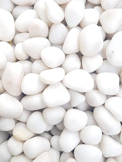 Devu Parbat Color Stone Glossy & Decorative Stone Garden and Glass Pebbles in White Color 900 Gram