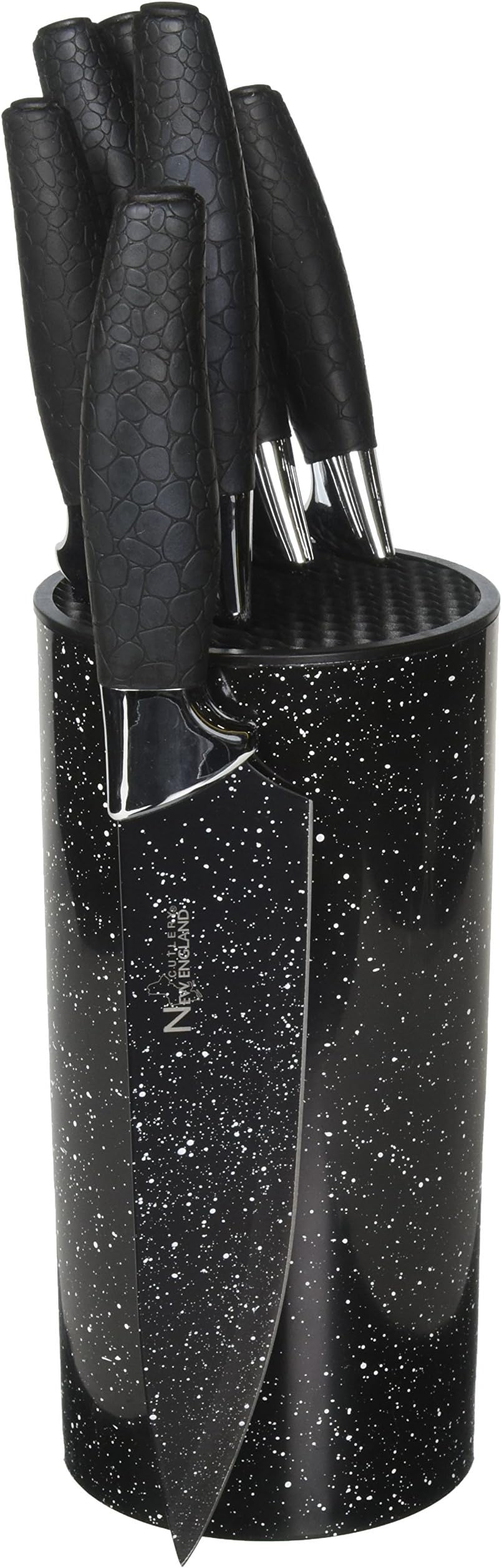 7Pc Marble Finish Nonstick Knife Set - Black