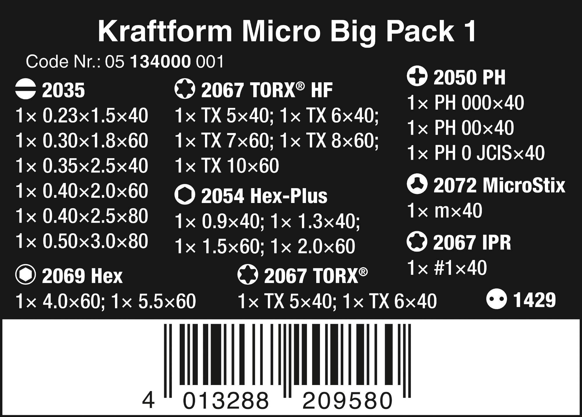 Wera - Juego de destornilladores Kraftform Micro Big Pack 1 & 25 piezas