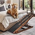 Dog Ramp for Beds - Solid Hardwood with 5 Finish Options - Adjustable up to 37" High Beds with Low Incline, Safety Rails & Anti-Slip Grip, For Small Dogs up to 50lbs - Made in North America