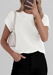 PRETTYGARDEN Women's 2026 Spring Fashion Sweater Vest Business Casual Crochet Tops Cap Sleeve Knit Shirt Beach Summer Outfits