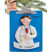 Personalized Doctor Ornament 2026 | 24h Customized, Laser Engraved Healthcare Christmas Ornaments for Tree | Custom Man Doctor with Clipboard Keepsake Gift for Medical Professionals