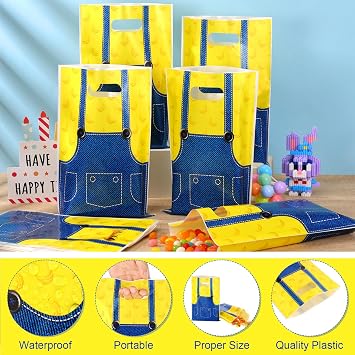 DERTE 50 Pcs Yellow Party Favor Bags Birthday Decorations Gift Bags