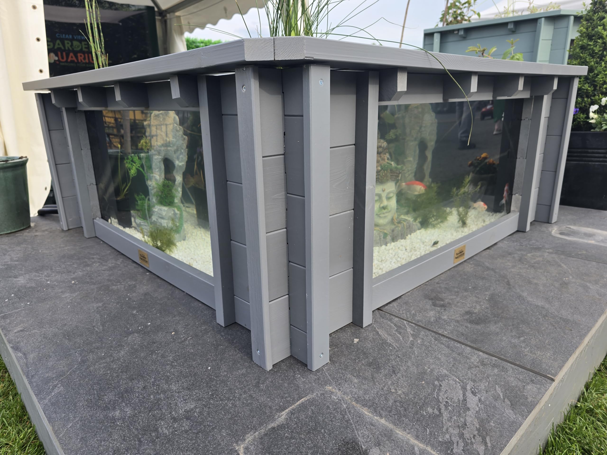 Clear View Garden Aquarium Lotus Bassin de jardin carré surélevé avec fenêtres
