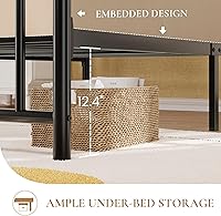 Vista 5 de SHA CERLIN Marco de cama de plataforma de metal tamaño individual de 14 pulgadas, cabecera y estribo victorianos/base de colchón de listones de Negro