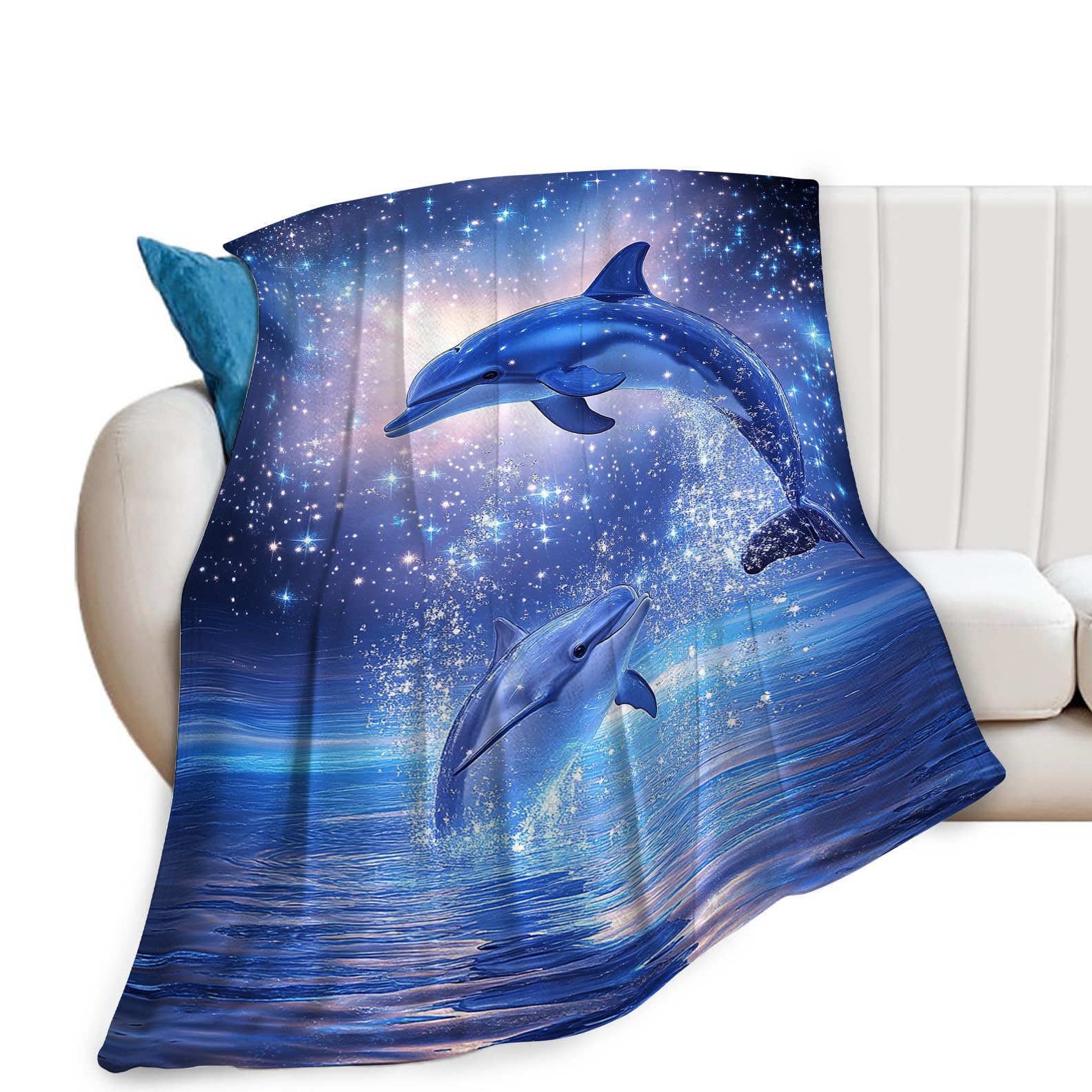 nanen Dolphin Throw Blanket Fleece Flannel Stuff Plush Gifts Decor 40"X50"