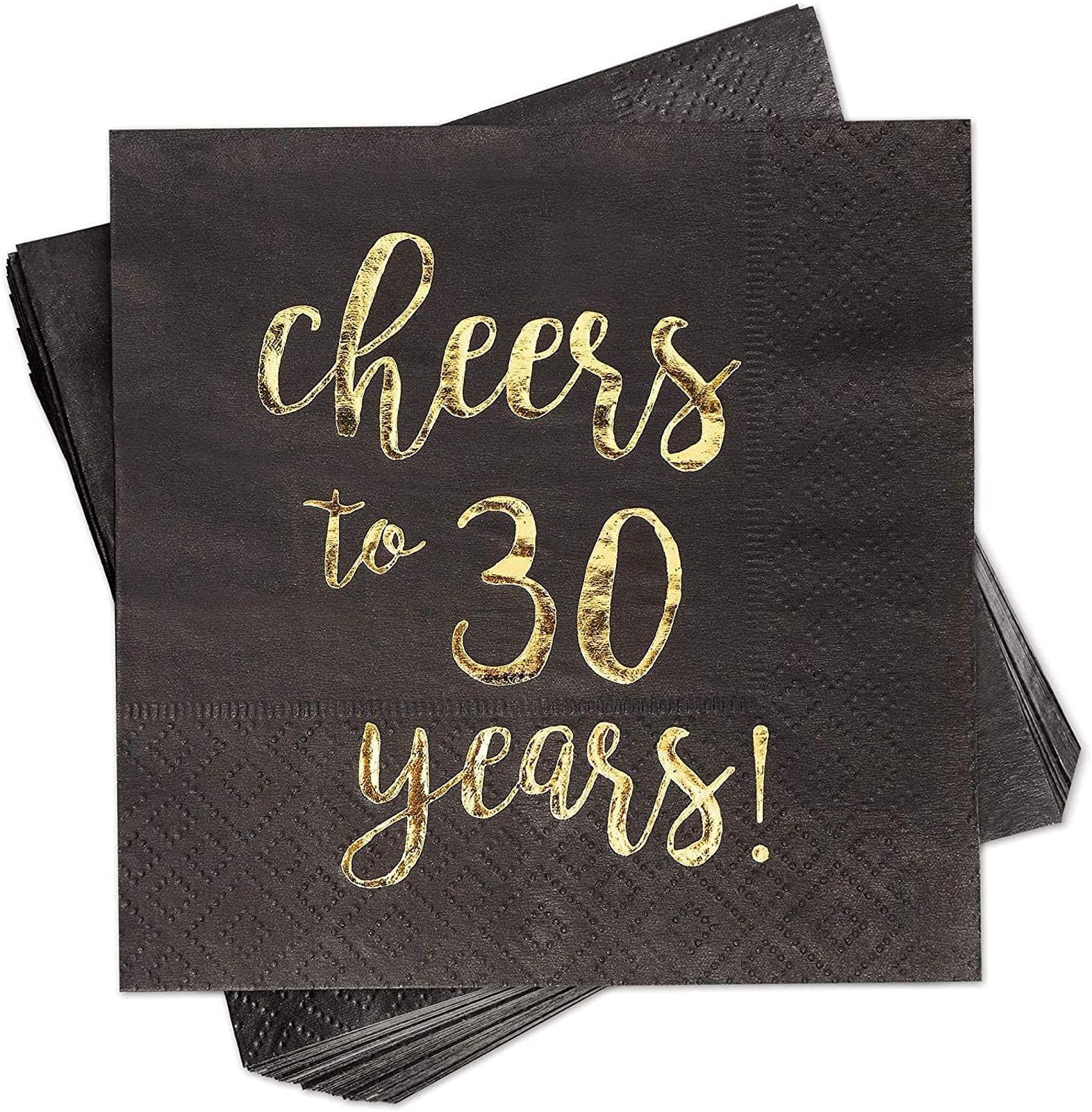 Elegant White & Gold 'Cheers To 70 Years' Cocktail Napkins - 50 Count, 5x5 Inch 3-Ply For Birthdays & Parties