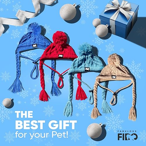 Miniatura 5 de Fabulous Fido CozyEars - Gorro de punto clásico para perro, sombrero de invierno para perro con agujeros para las orejas y sombreros ajustables para