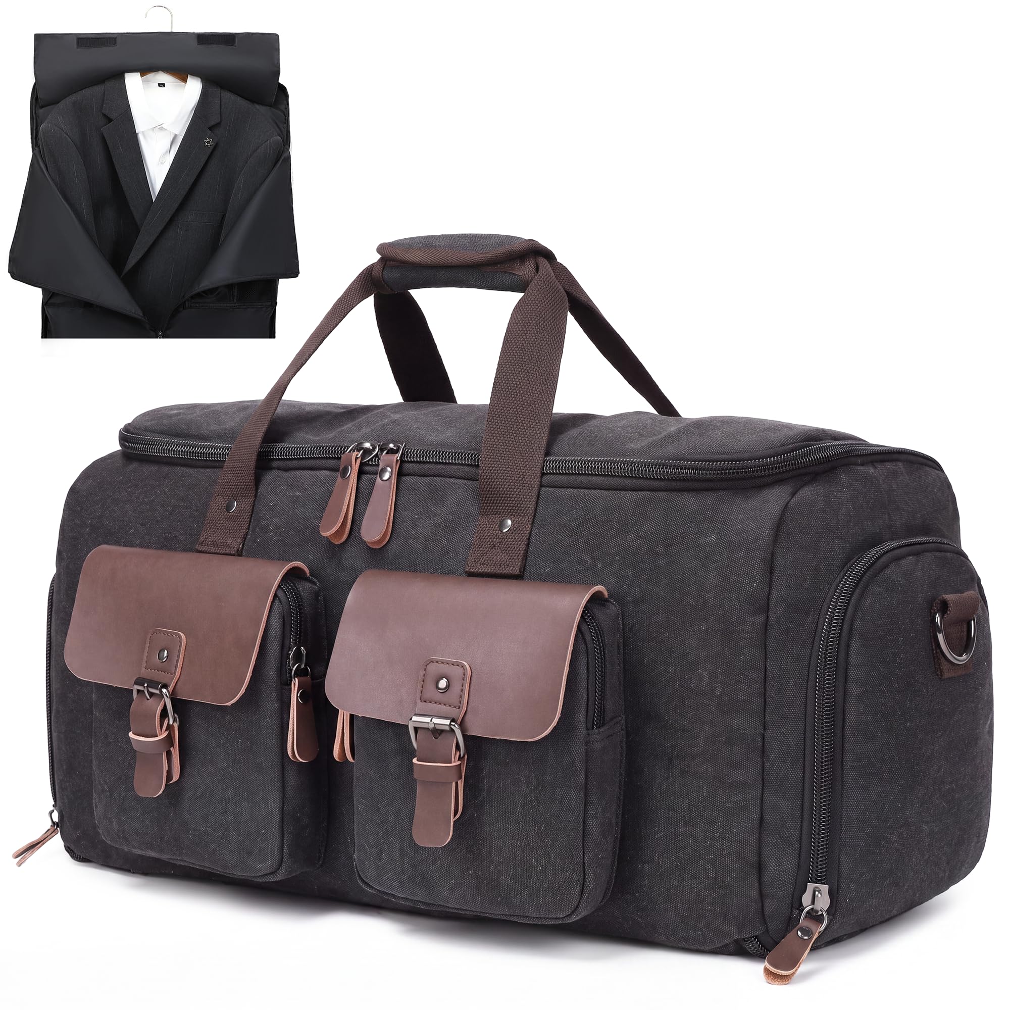 Wildroad Garment Bags for Travel - Canvas Duffle Bag with Shoe Compartment