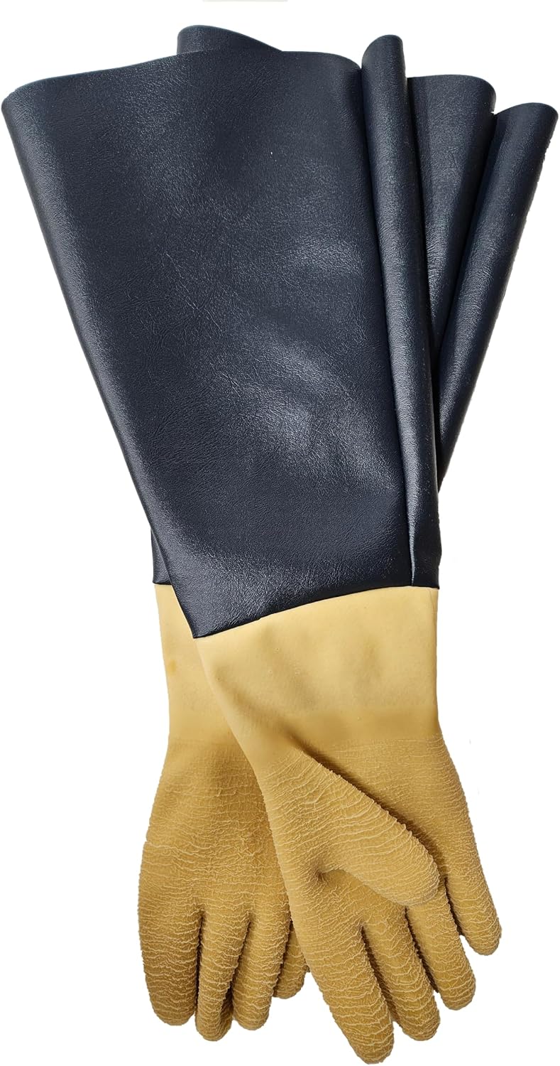 Natural Latex Rubber Gloves for Sandblasting Sandblaster Sand Blast Cabinet - 6" x 24"