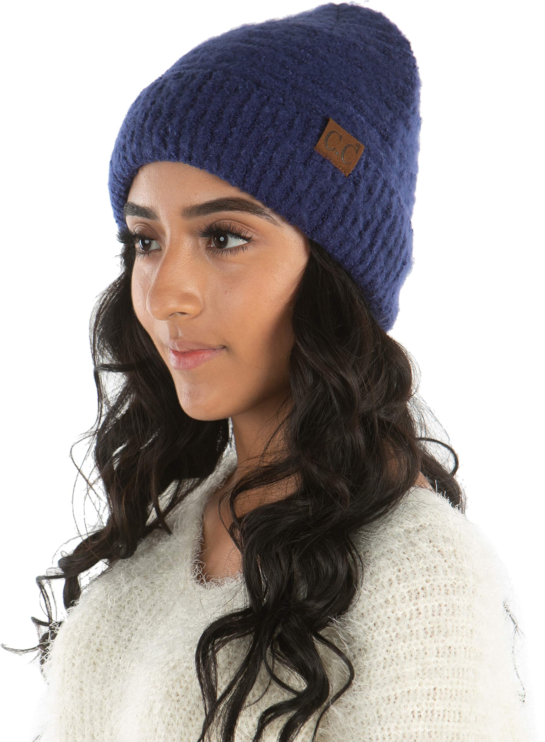 Funky JunqueWomen's Beanie Super Soft Knit Polyester Warm Winter Boucle Hat Cap