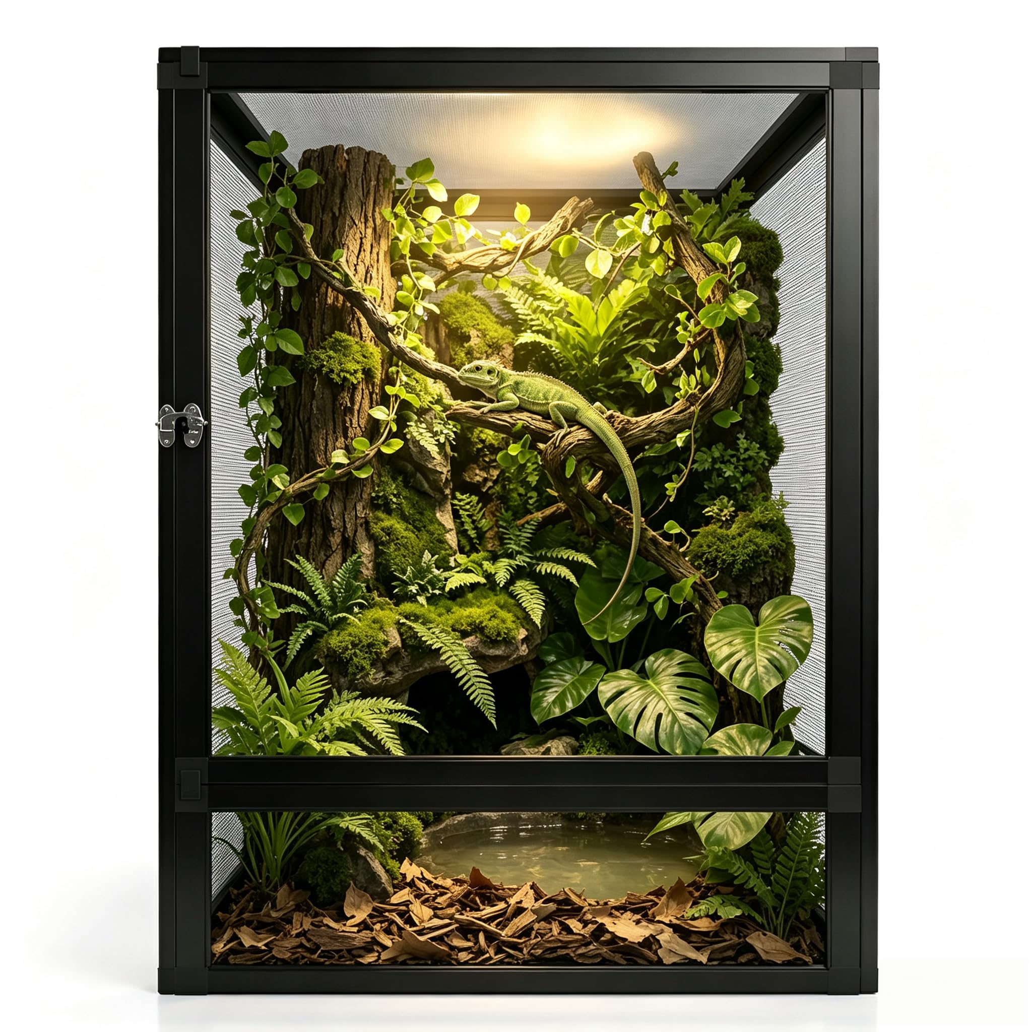 MCLANZOO 13 Gallon 19"x13"x13" Tall Reptile Enclosure,Mesh Screen Tank Vertical Terrarium Cage for Chameleon,Crested Gecko,Leopard Gecko,Bearded Dragon,Frog,Butterfly,Spider,Superior Ventilation