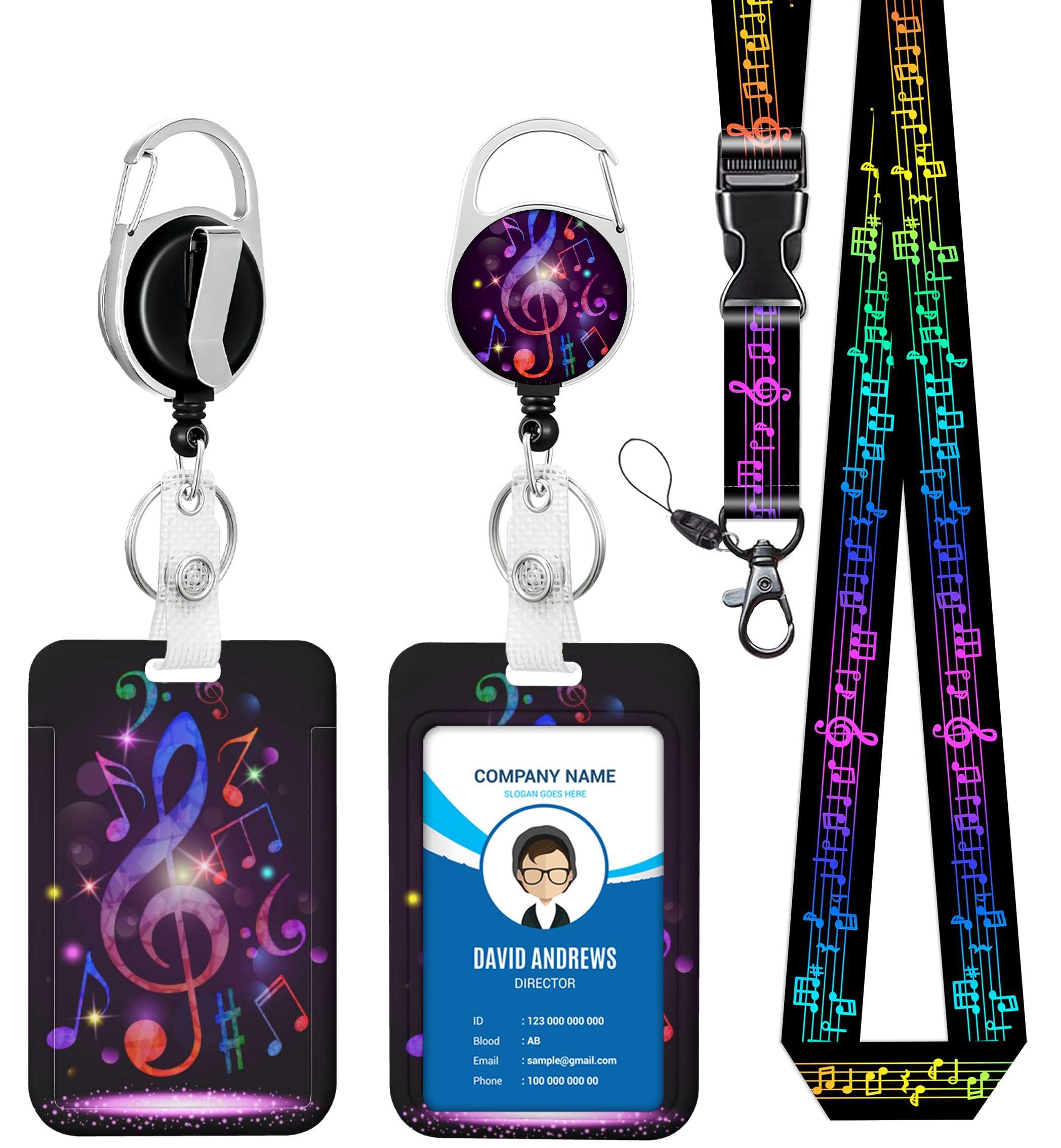 Music Badge Holder Lanyard ID Card Holders Detachable Name Tag Clips Cute Funny Nurse Teacher Office Gifts Women Man Cute Badge Holder