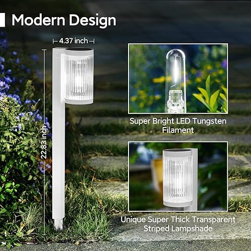 Miniatura 6 de ELECLINK Luces solares para caminos al aire libre, paquete de 6 luces solares mejoradas para exteriores superbrillantes hasta 12 horas, luces