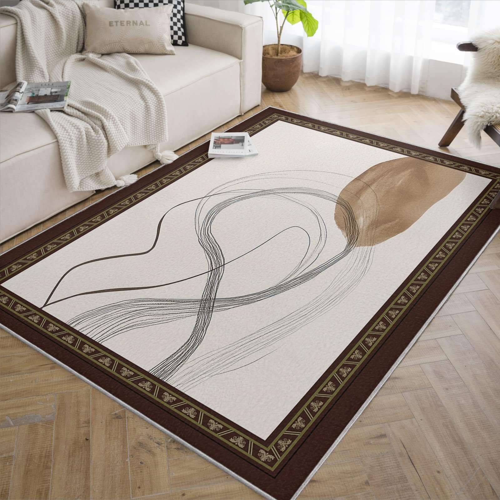 Minimalistyczne zmywalne i miękkie antypoślizgowe dywaniki 200 x 300 cm abstrakcyjne linie i kolorowe klocki Dywan wewnętrzny o niskim włosie i nieodłączony do salonu