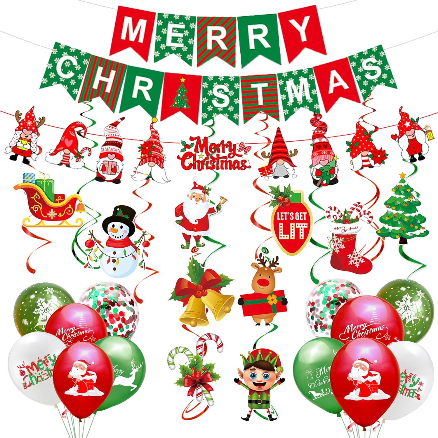 SUPJADE Christmas Ceiling Wall DecorationsSet Indoor Xmas Decorations Premium Reusable Paper