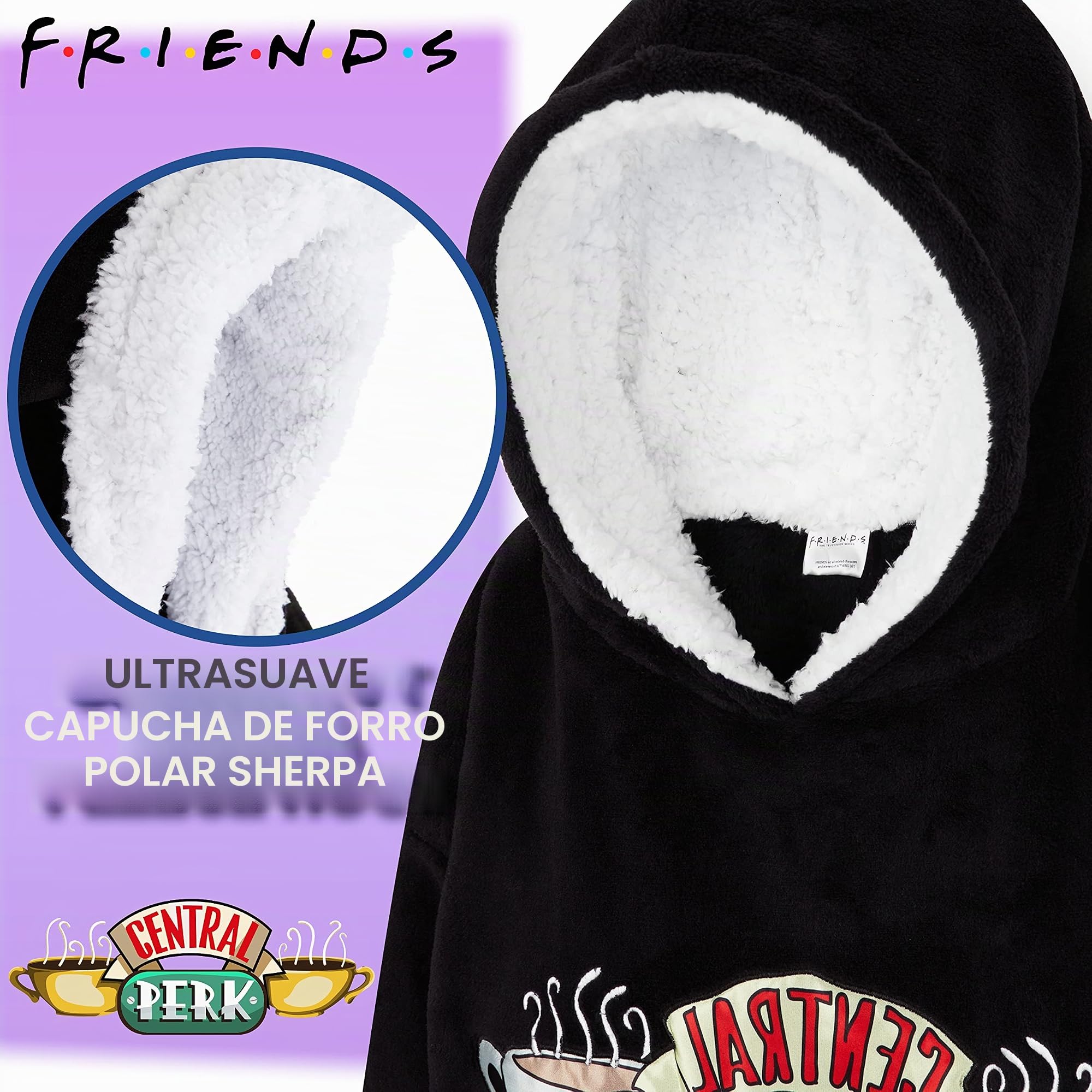 FRIENDS Sudadera Niña, Bata Manta con Mangas con Forro Polar de Central Perk