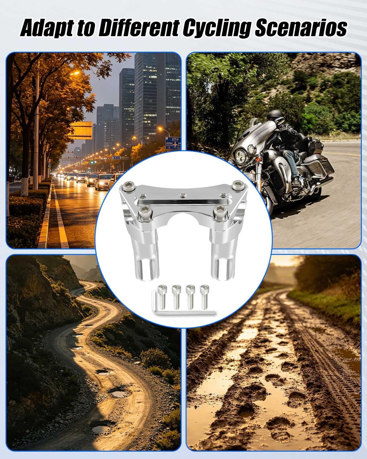 3.5" Pullback Handlebar Risers and Top Clamp Kit Fit for Harley Davidson