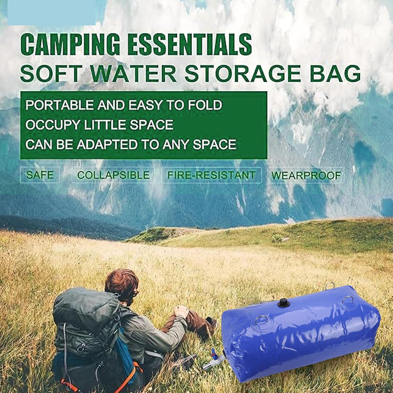 Water Storage Bladder, 110L Large Capacity Portable Foldable PVC Soft Water Tanks, Suitable for Outdoor Garden Camping