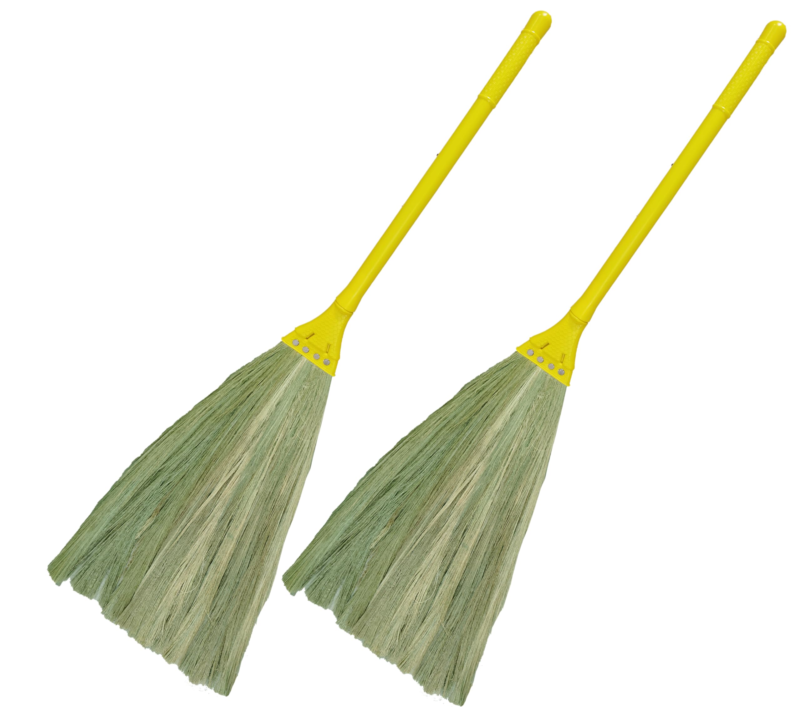 UMD No backpain Ultra liteweight Natural Grass Dustfree Broom (<250gm, 4ft) Pack of 2 pcs, Floor Cleaning, dusting Sweeping for Home, Office, Specially Designed for Backpain Users